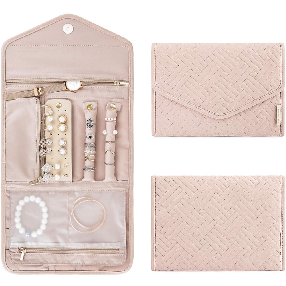 NWT BAGSMART Travel Jewelry Organizer Medium Soft pink